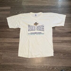 VTG Florida Marlins T Shirt 1997 World Series Champions Men’s Large‎ Embroidered